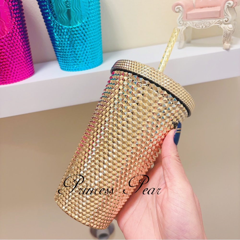 3x Starbucks Chrome Bling Studded tumbler 16 oz - Picture 4 of 10